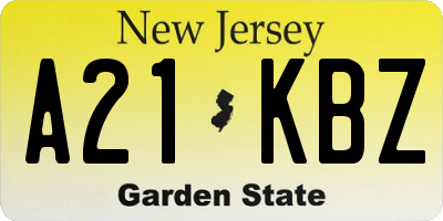 NJ license plate A21KBZ