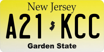 NJ license plate A21KCC