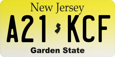 NJ license plate A21KCF