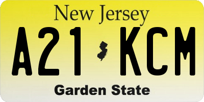 NJ license plate A21KCM