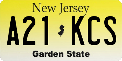 NJ license plate A21KCS