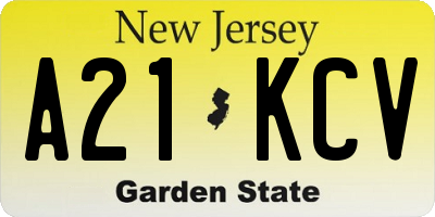 NJ license plate A21KCV