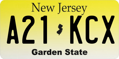 NJ license plate A21KCX