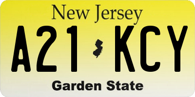 NJ license plate A21KCY