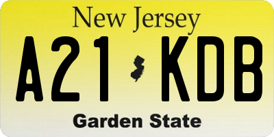 NJ license plate A21KDB