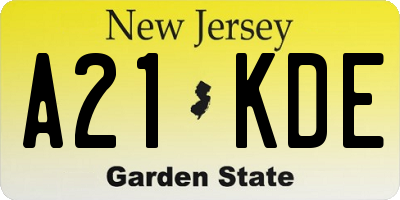 NJ license plate A21KDE