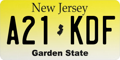 NJ license plate A21KDF