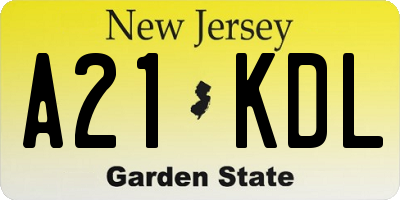 NJ license plate A21KDL