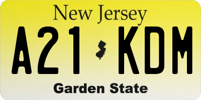 NJ license plate A21KDM