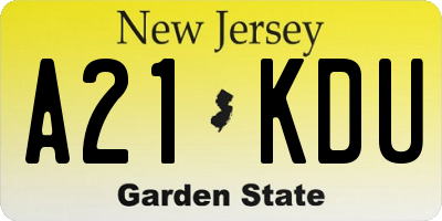 NJ license plate A21KDU