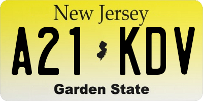 NJ license plate A21KDV