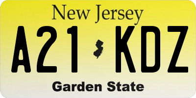 NJ license plate A21KDZ