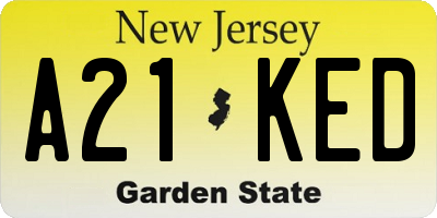NJ license plate A21KED