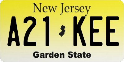 NJ license plate A21KEE