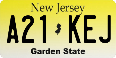 NJ license plate A21KEJ