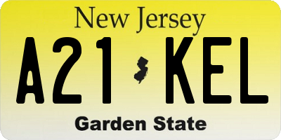 NJ license plate A21KEL
