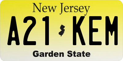 NJ license plate A21KEM