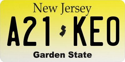 NJ license plate A21KEO