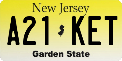NJ license plate A21KET