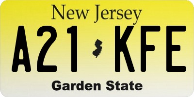 NJ license plate A21KFE