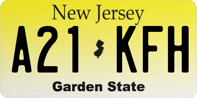 NJ license plate A21KFH