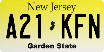 NJ license plate A21KFN
