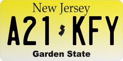 NJ license plate A21KFY