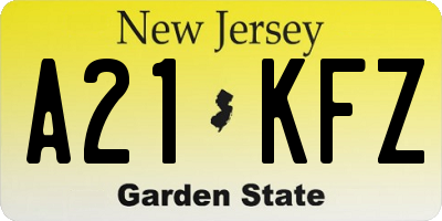 NJ license plate A21KFZ