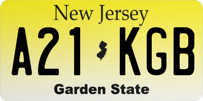 NJ license plate A21KGB