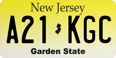 NJ license plate A21KGC