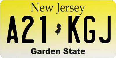NJ license plate A21KGJ