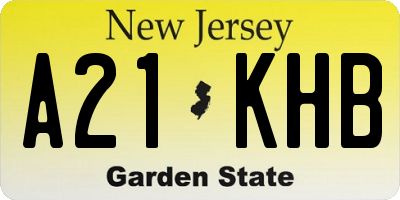 NJ license plate A21KHB