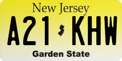 NJ license plate A21KHW