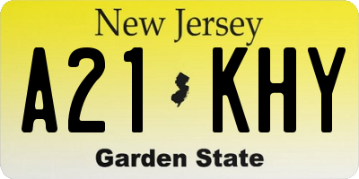 NJ license plate A21KHY