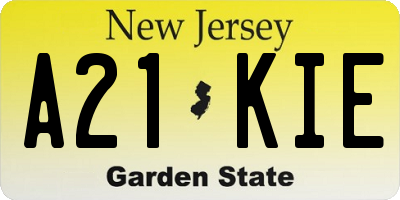 NJ license plate A21KIE