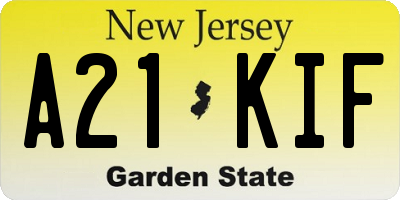 NJ license plate A21KIF