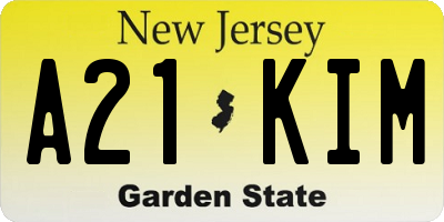 NJ license plate A21KIM