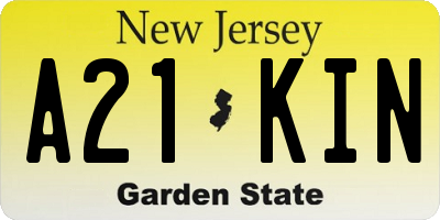 NJ license plate A21KIN