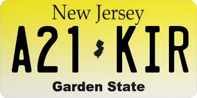 NJ license plate A21KIR
