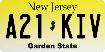 NJ license plate A21KIV