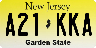 NJ license plate A21KKA