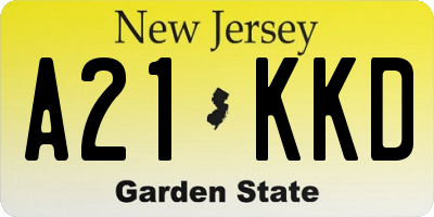 NJ license plate A21KKD