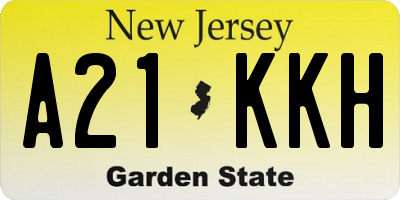 NJ license plate A21KKH