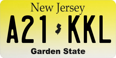 NJ license plate A21KKL
