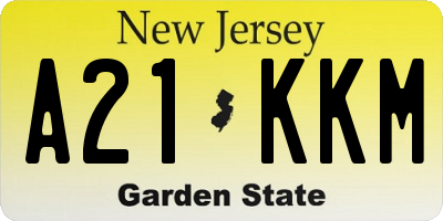 NJ license plate A21KKM