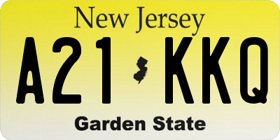 NJ license plate A21KKQ