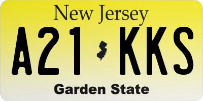 NJ license plate A21KKS