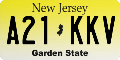 NJ license plate A21KKV