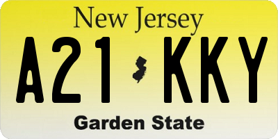 NJ license plate A21KKY