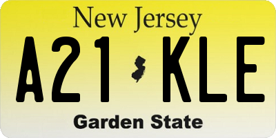 NJ license plate A21KLE